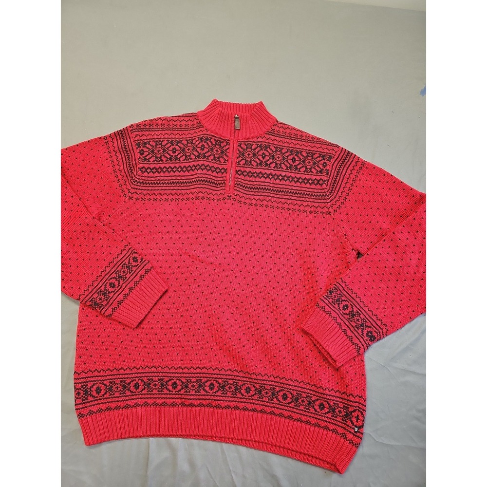 Chaps "Men's Size XL" 1/4 Zip Pullover Sweatshirt Long Sleeve Red 100% Cotton